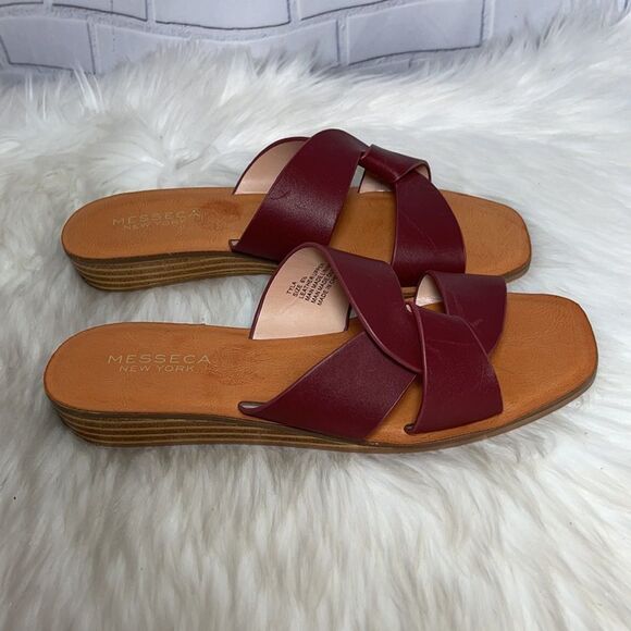 Messeca New York Tyla Brown Leather Slides… - Picture 4 of 6